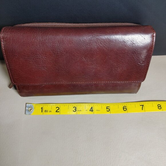 Leather Brown Wallet Vintage Wilson Multiple Compartments Snap Closure Organizer - Picture 5 of 12